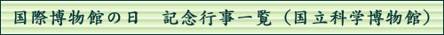 国際博物館の日 記念行事一覧(国際科学博物館)