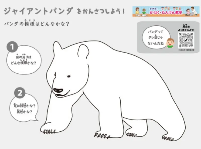 ジャイアントパンダぬりえシート（よこ）