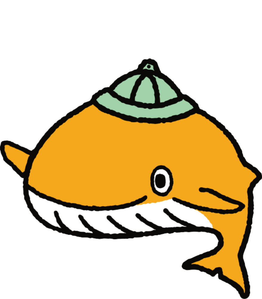 科博のくじらのキャラクター「かはくじら」です