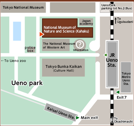 Map of National Museum of Nature and Science, Tokyo.
