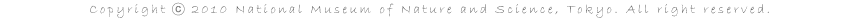 Copyright(c)2010 国立科学博物館