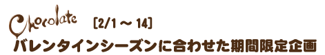 バレンタインシーズンに合わせた期間限定企画2/1から14