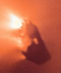 写真：ジオット探査機が撮影したハレー彗星の核