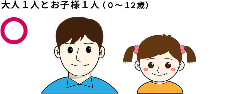 【入室できます】大人1人とお子様1人（0～12歳）