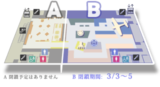 地球館２階 II期 閉鎖期間：3/3-5