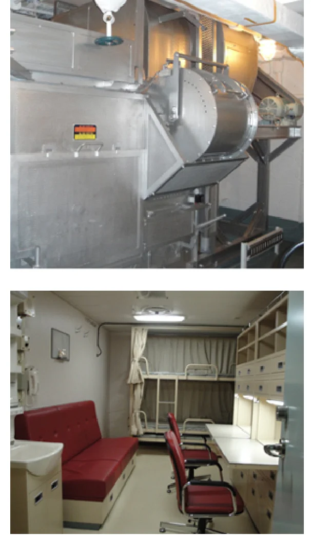 可燃ごみ焼却炉と観測隊員用の寝室