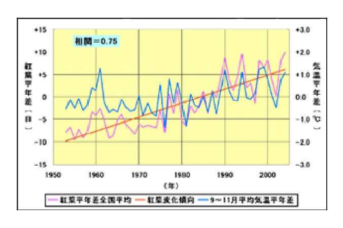カエデ紅葉と気温の関係