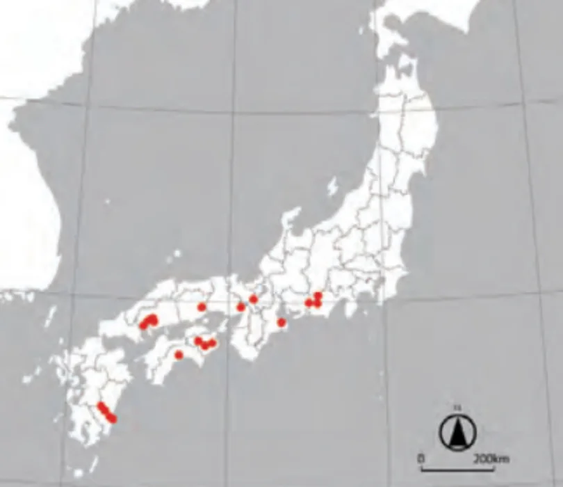 フクレヘラゴケの分布