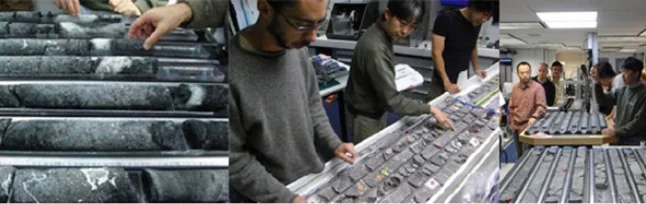 掘削により採取されたコア試料