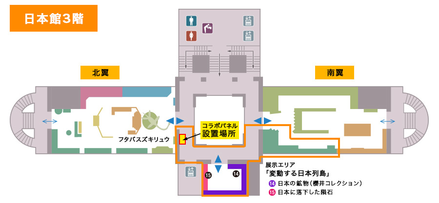 国立科学博物館 日本館3階　回廊「変動する日本列島」日本の鉱物