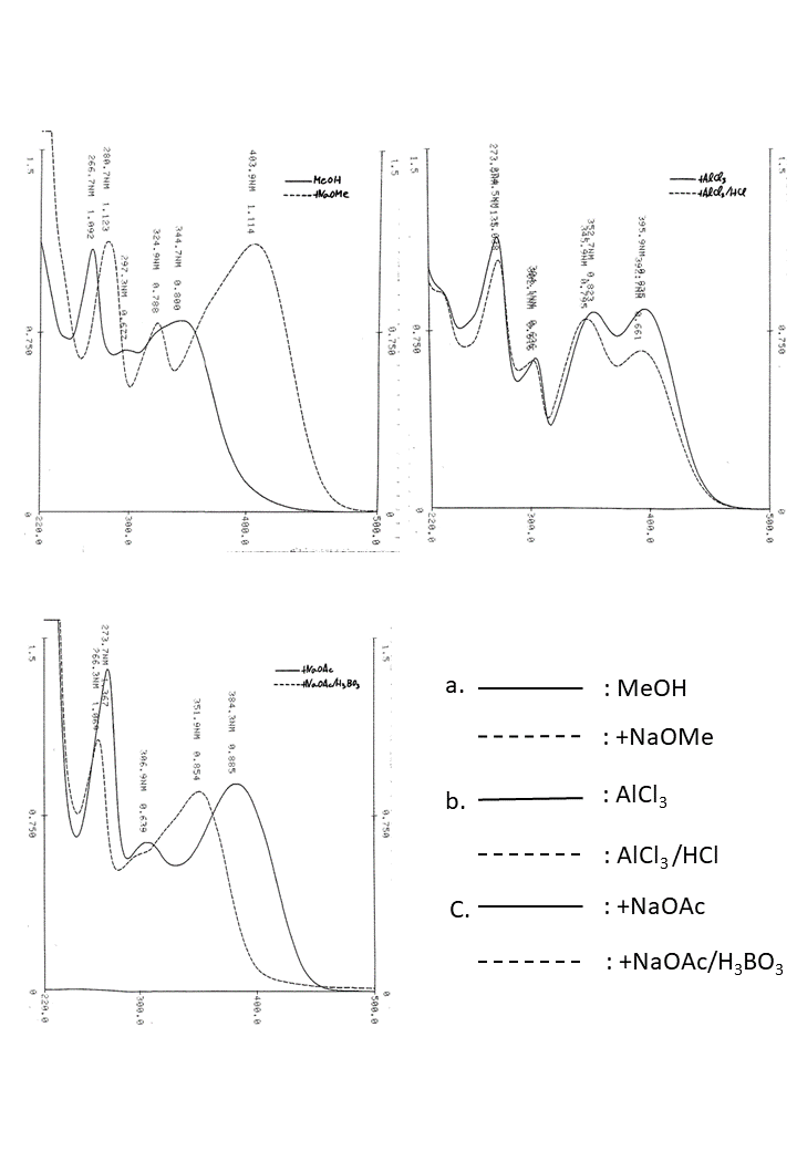 Kaempferol 3-O-glucoside-(1→2)-［rhamnosyl-(1→6)-glucoside]の吸収スペクトル