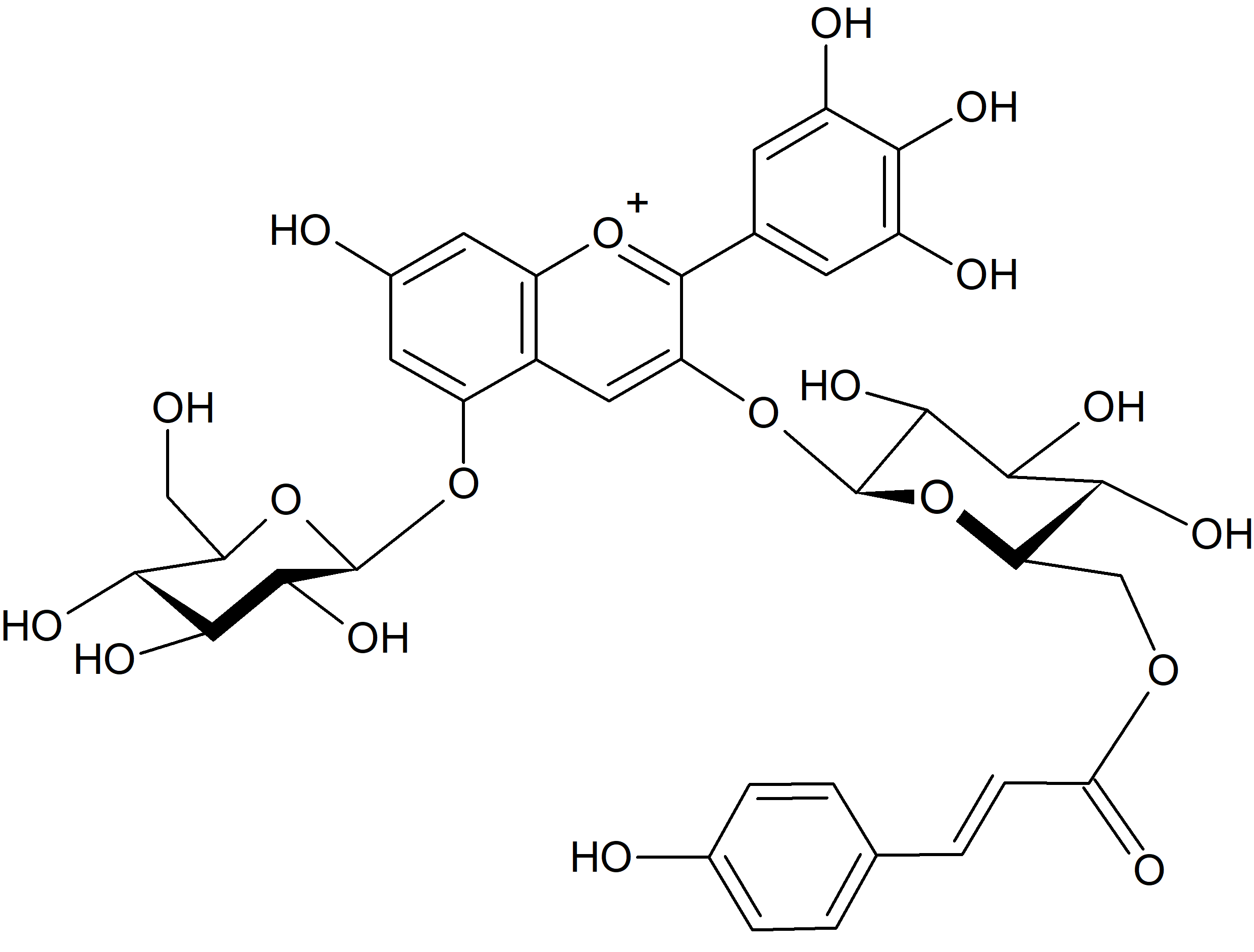 Delphinidin 3-O-(6'''-p-coumaroylrutinoside)-5-O-glucoside