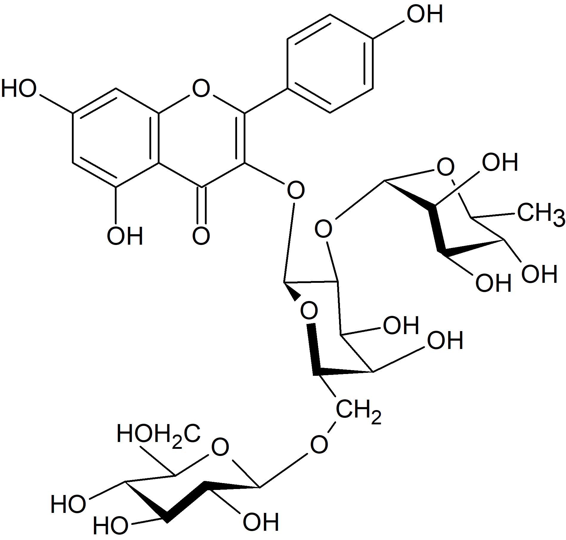 Kaempferol 3-O-rhamnosyl-(1→2)-[glucosyl-(1→6)-galactoside]